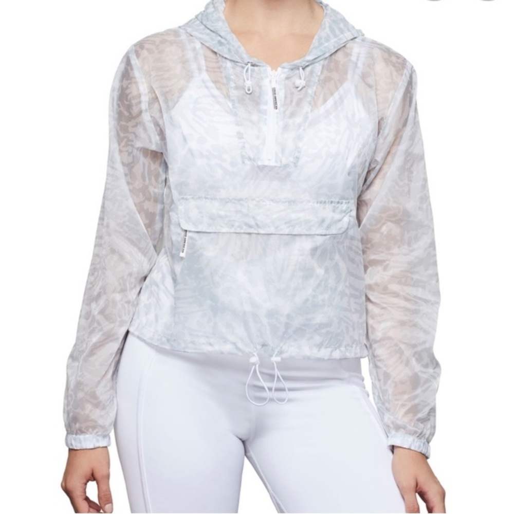 (B29) GOOD AMERICAN Icy Leopard Print Windbreaker Jacket, Size 1 = (Small), NWT‎